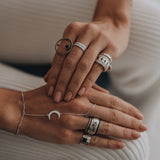 Mechanism Ring With Moon Phases and Zircons