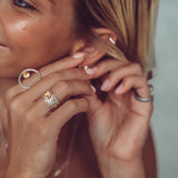 Mechanism Ring with Oval Facet Citrine and White Topaz
