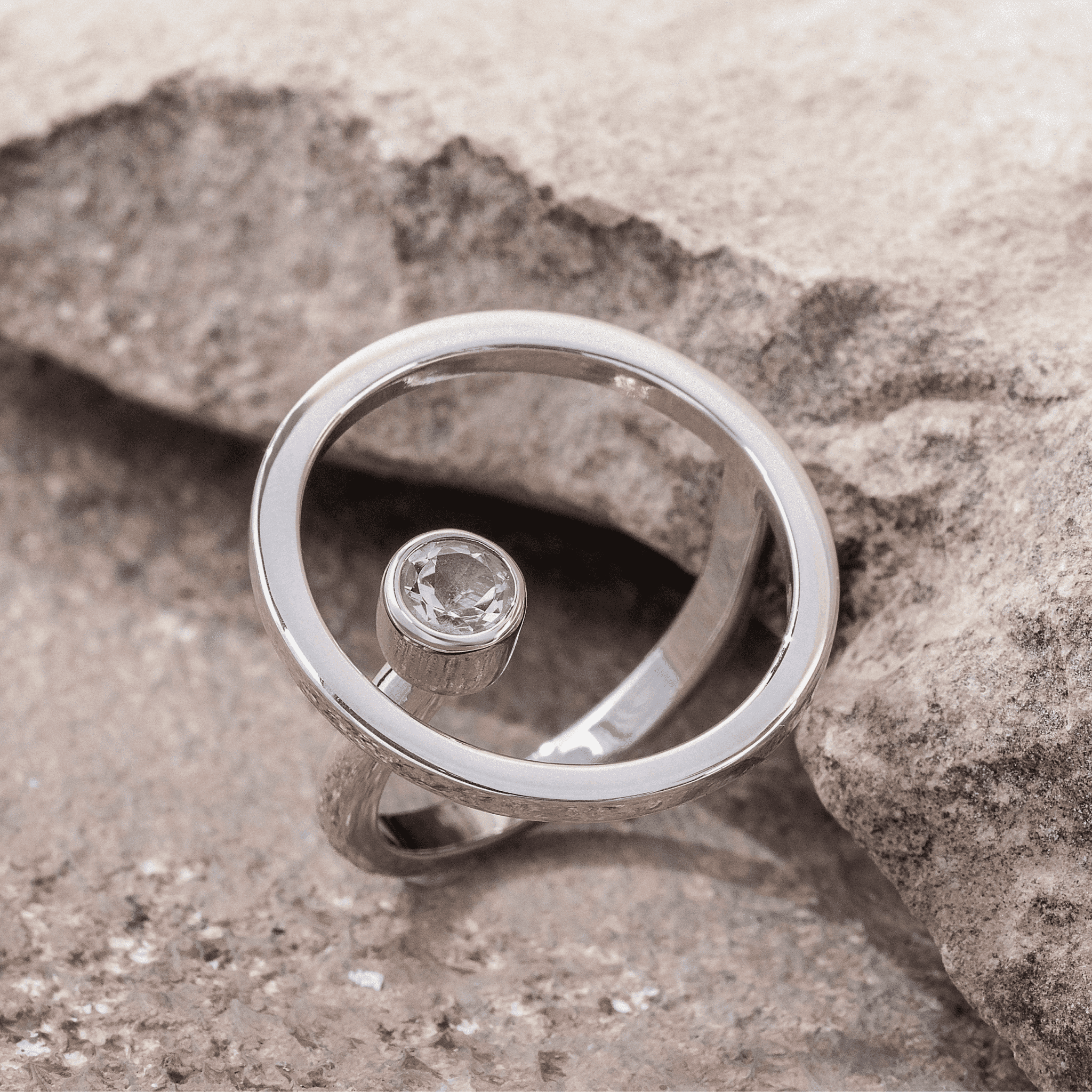 Sphere Ring With White Topaz