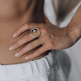 Sphere Ring With White Topaz
