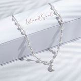 Pendant With White Pearls & Moon