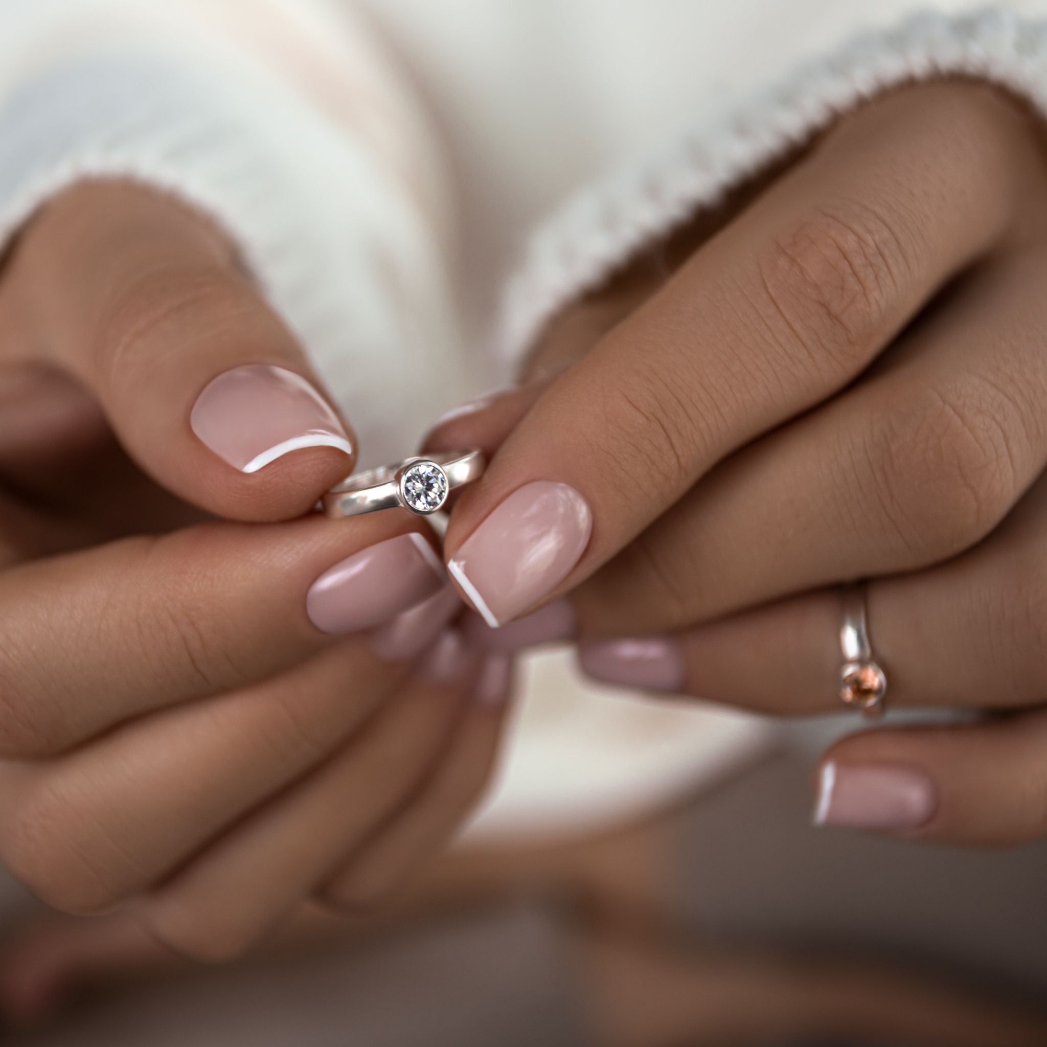 Phalanx Ring with Round White Zircon Plain