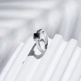 Phalanx Ring with Square Black Zircon Plain