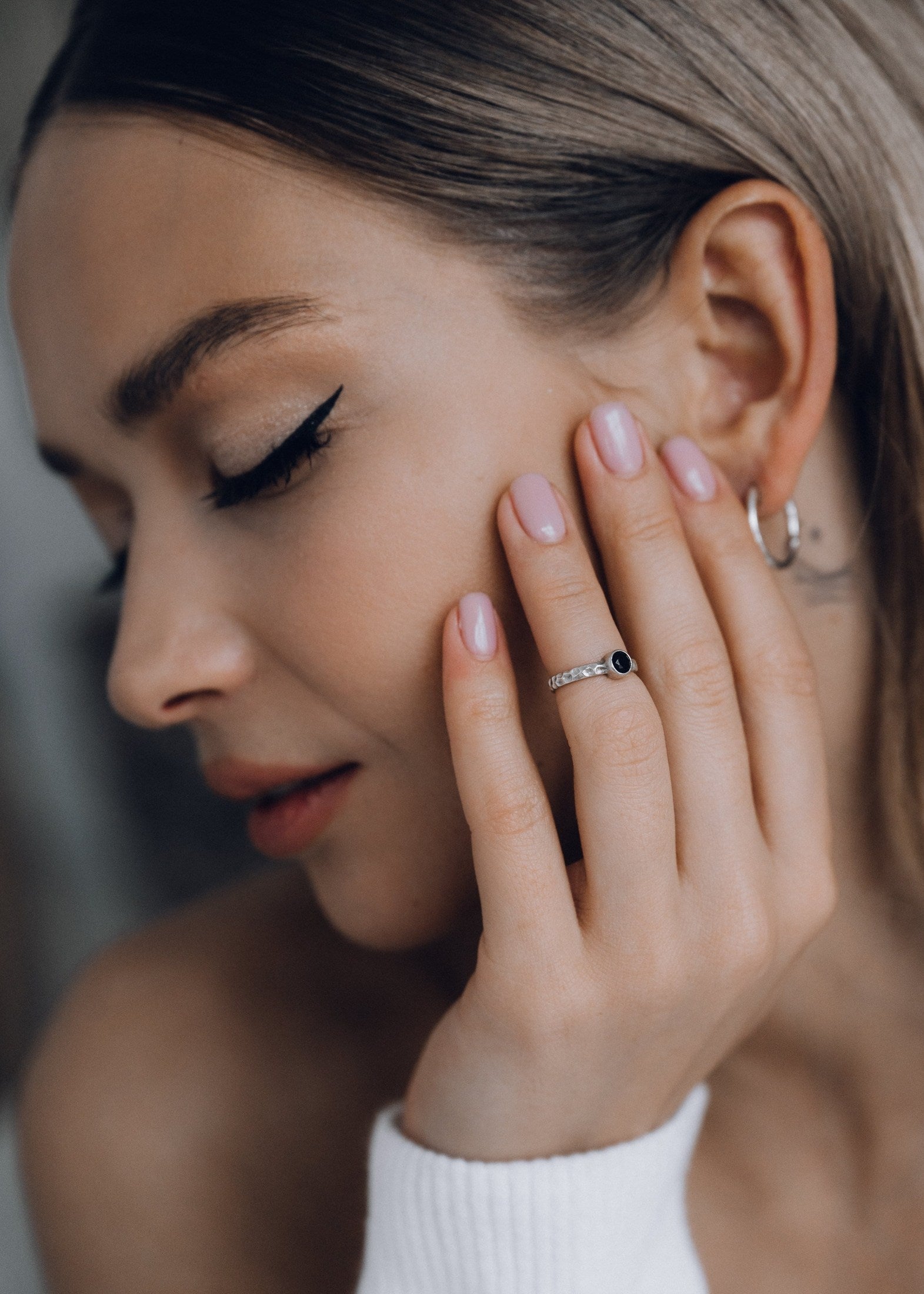 Phalanx Ring with Round Black Zircon Crom
