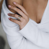 Mechanism Ring with Oval Facet Citrine and White Topaz
