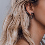 Oval Black Stud Earrings
