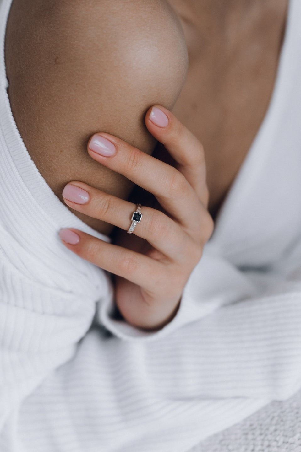 Phalanx Ring with Square Black Zircon Crom