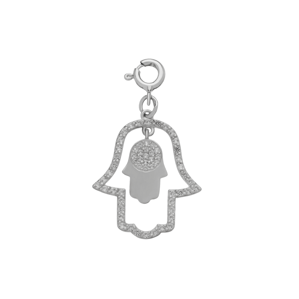 Hamsa Two Hands With Topaz Charm