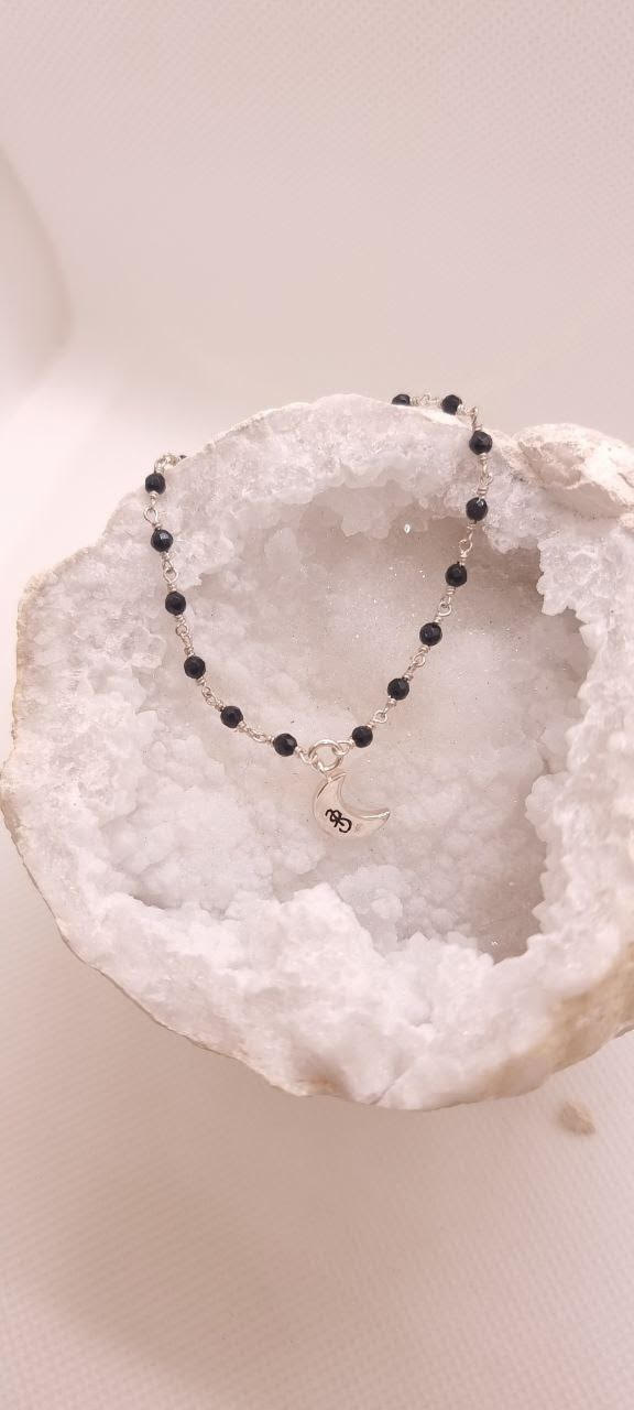 Bracelet With Black Onyx & Half Moon