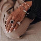 Bracelet With Black Onyx Wings & Silver Tassel
