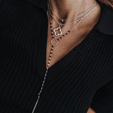 Tie with Black Onyx Ring and Silver Plate