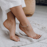 Anklet With White Pearls & Wings