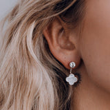 Mother-of-Pearl Clover Earrings with Topaz